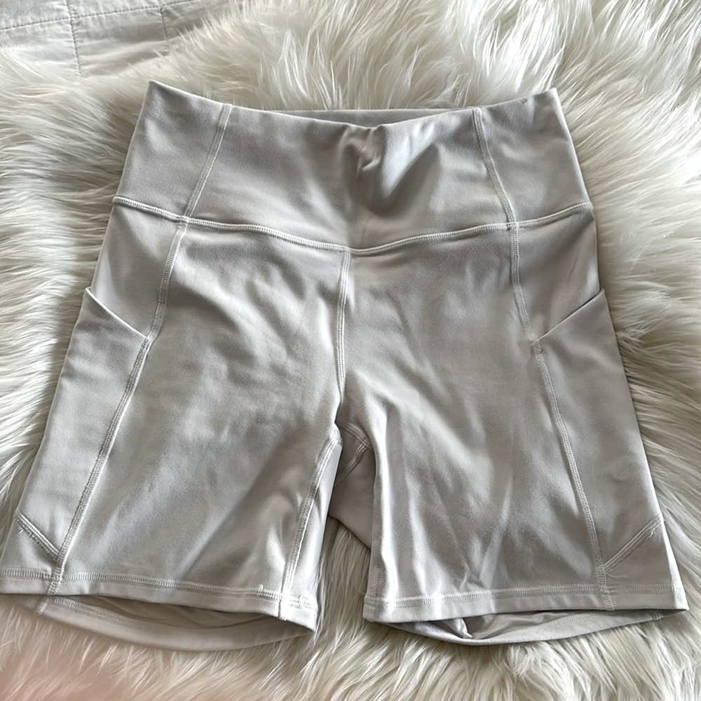 Fabletics Oasis PureLuxe Soft Grey 5” Biker Shorts